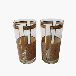 GEORGES BRIARD 1959's Snakeskin Tall Glasses Set of 2 Flawed